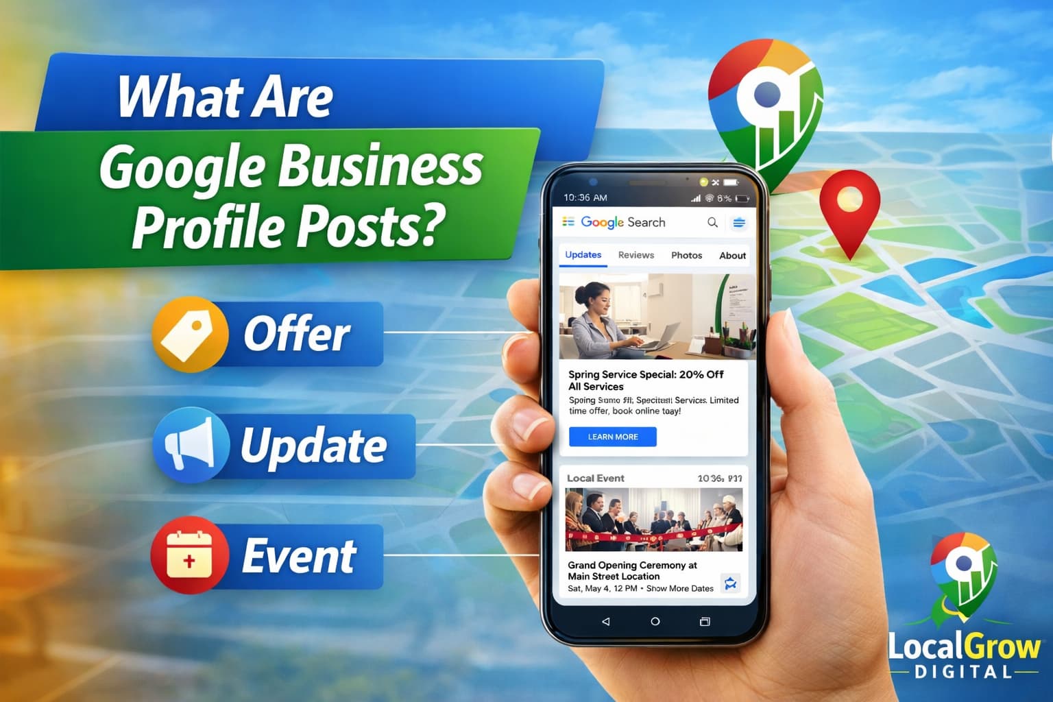 Example of Google Business Profile posts displayed on business listing
