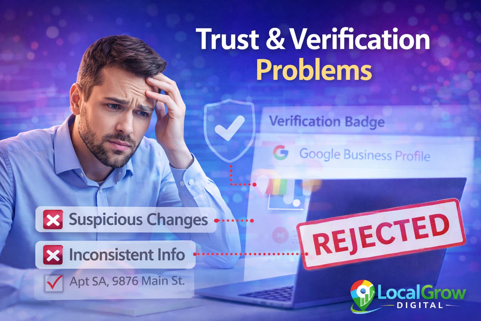 Low trust signals and missing verification causing Google Business Profile edits to fail