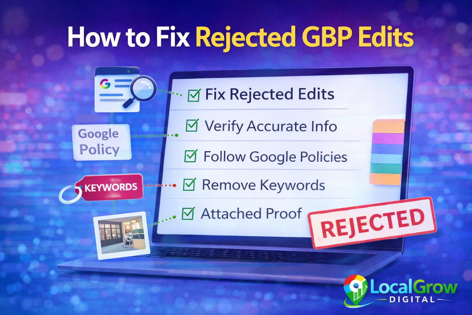 Steps to fix Google Business Profile edit rejection and resubmit correctly
