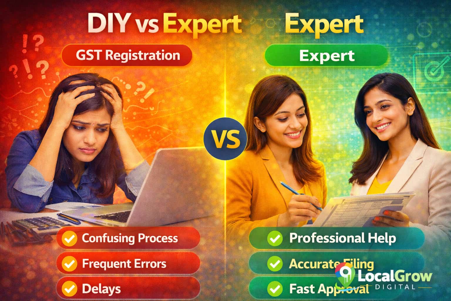 Comparison between DIY and expert assisted GST registration