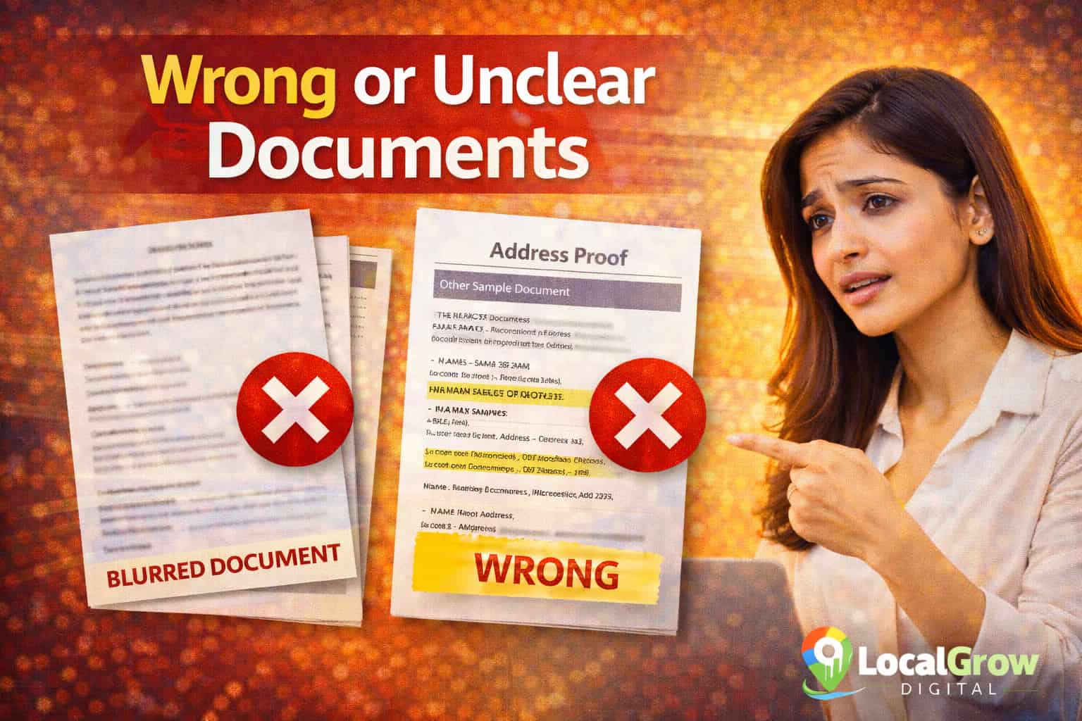 GST rejection due to incorrect PAN Aadhaar or address documents