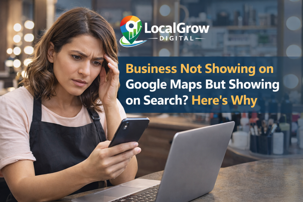 business not showing on google maps but showing on search