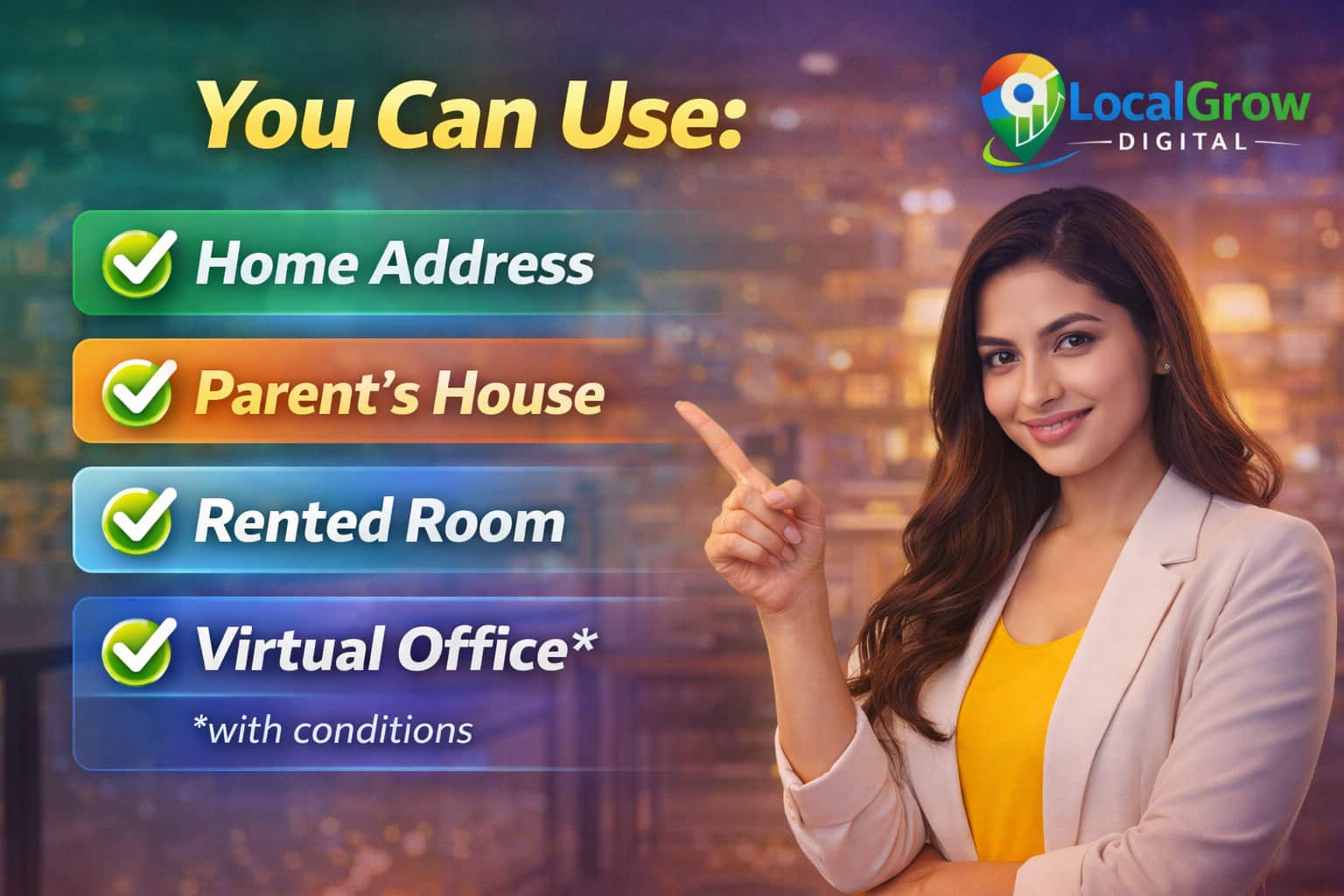 Address options allowed for GST registration in India