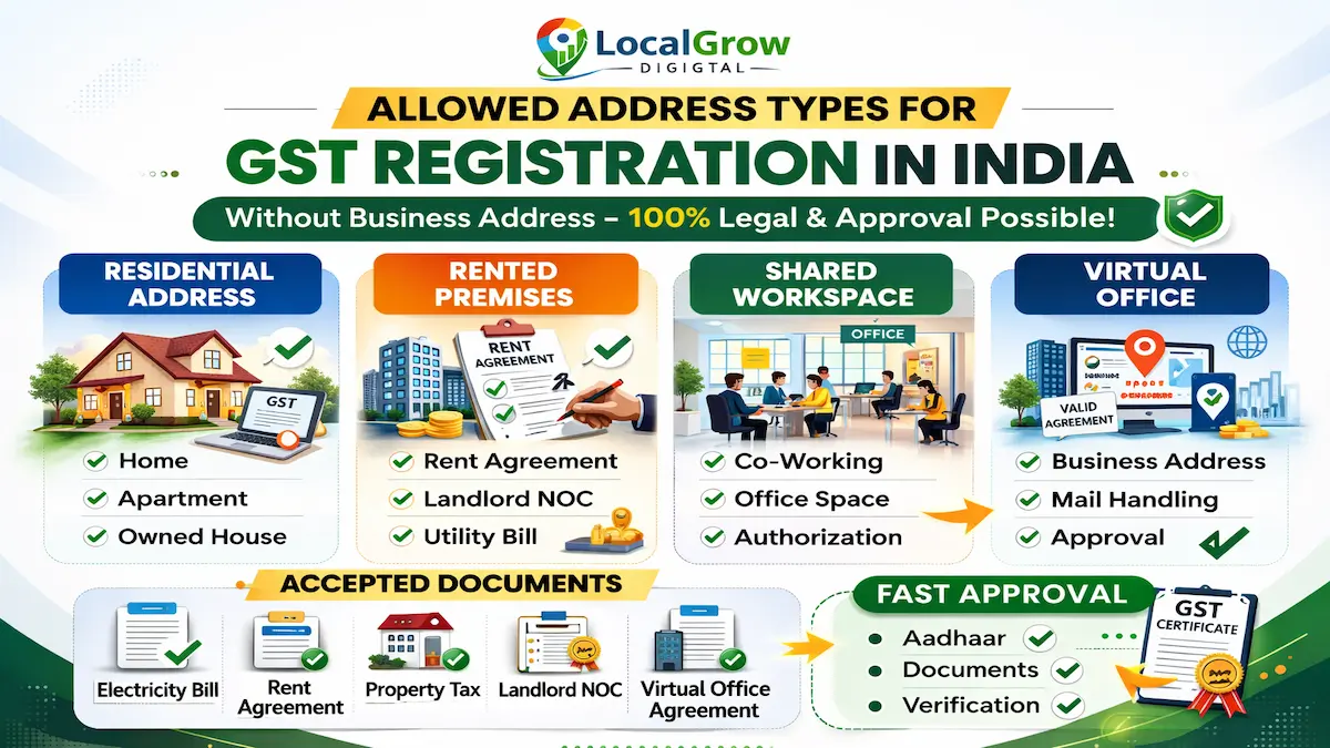 GST address proof comparison India GST address proof types comparison India electricity bill rent agreement NOC virtual office