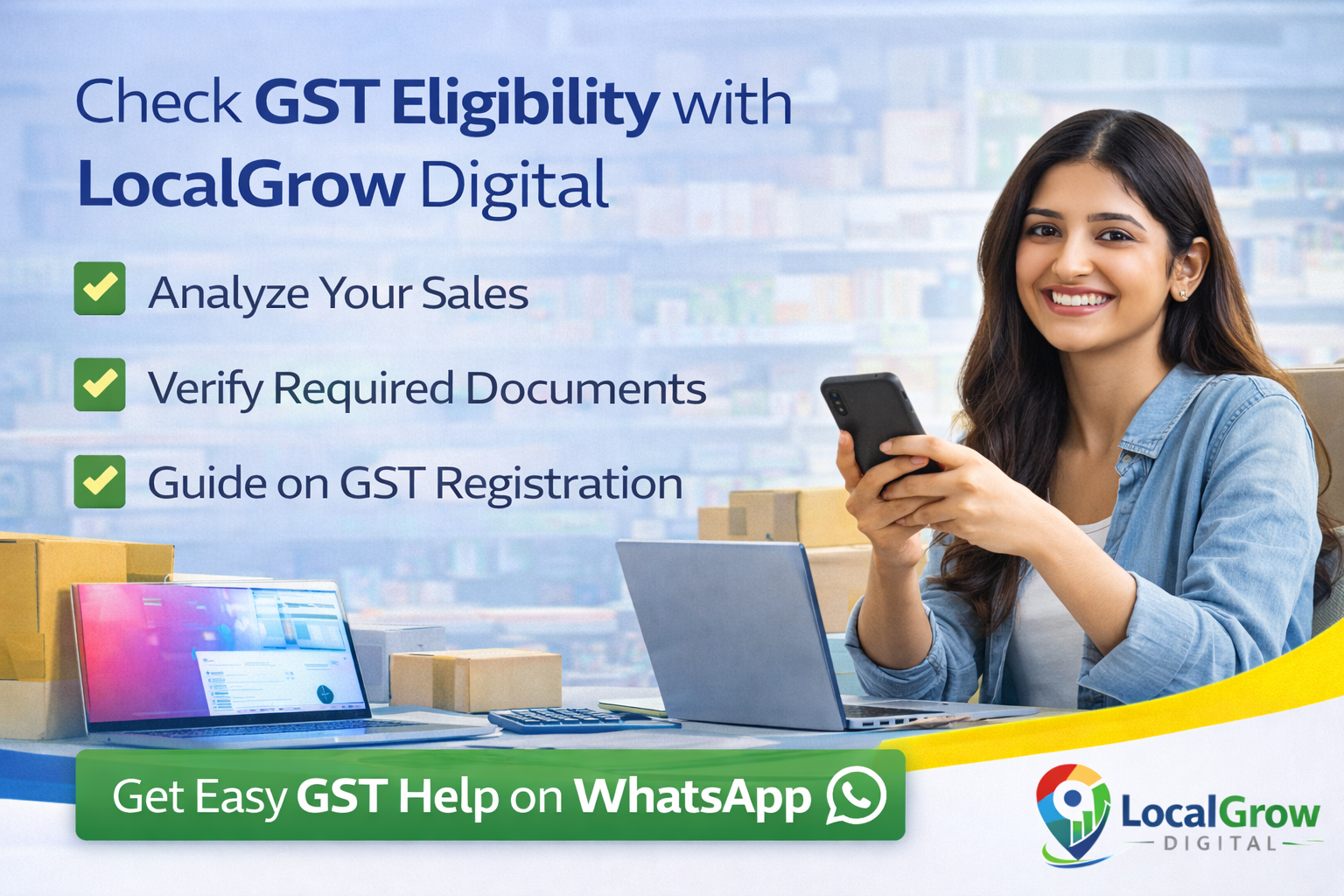 Check GST eligibility for online sellers with LocalGrow Digital
