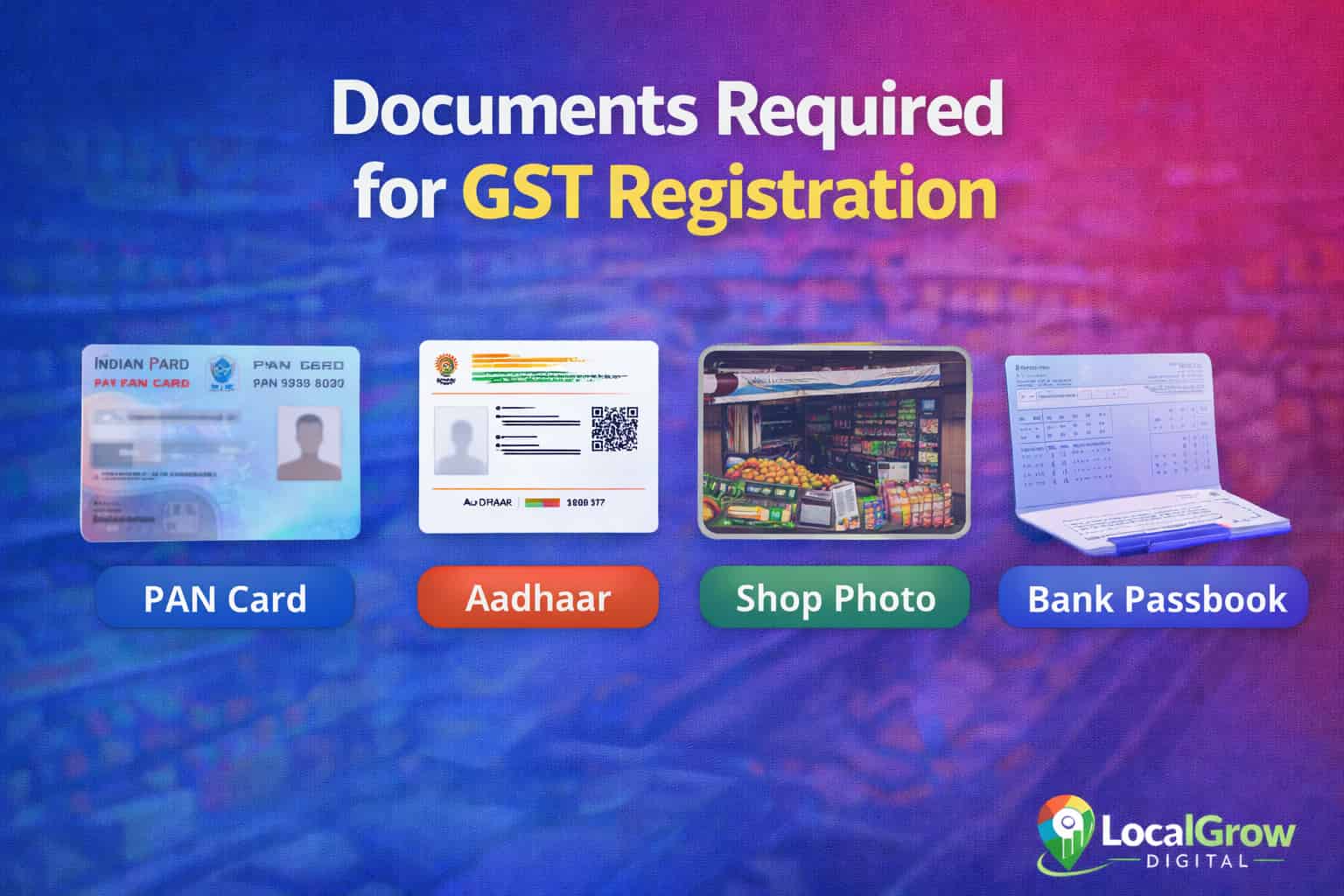 Documents required for GST registration for retail shop in India