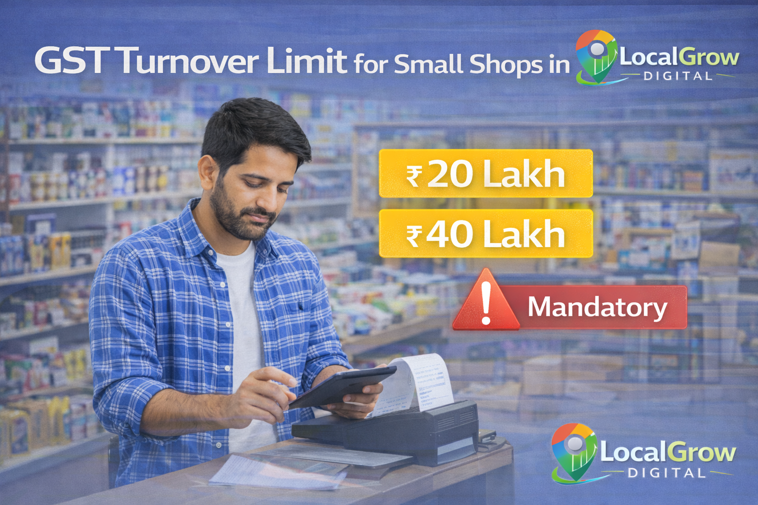 GST turnover limit for small shops in India