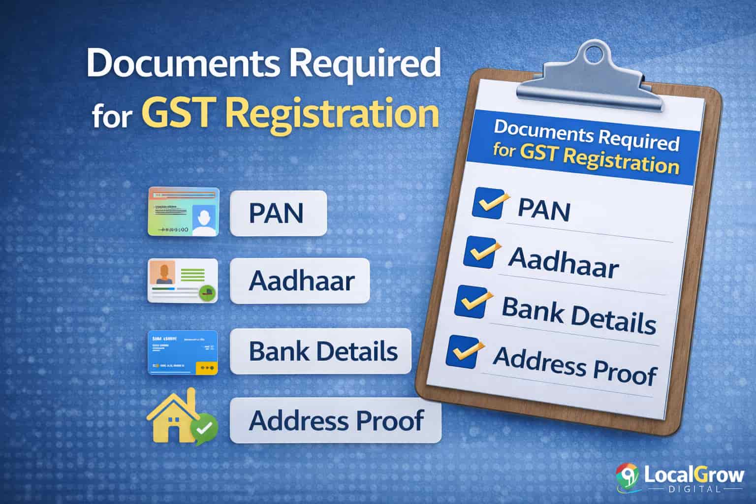 Documents required for GST registration for freelancers
