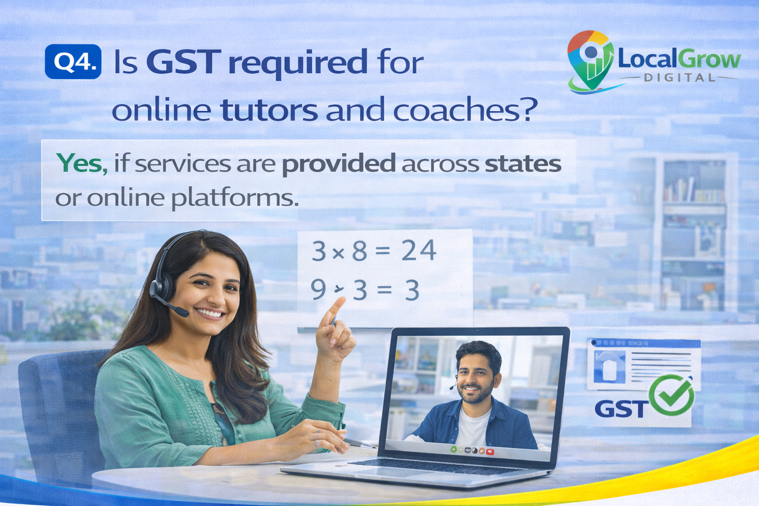Is GST required for online tutors and coaches providing services across states