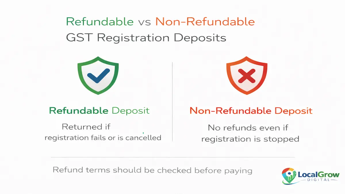 GST refundable vs non refundable charges GST registration refundable vs non refundable deposit comparison India