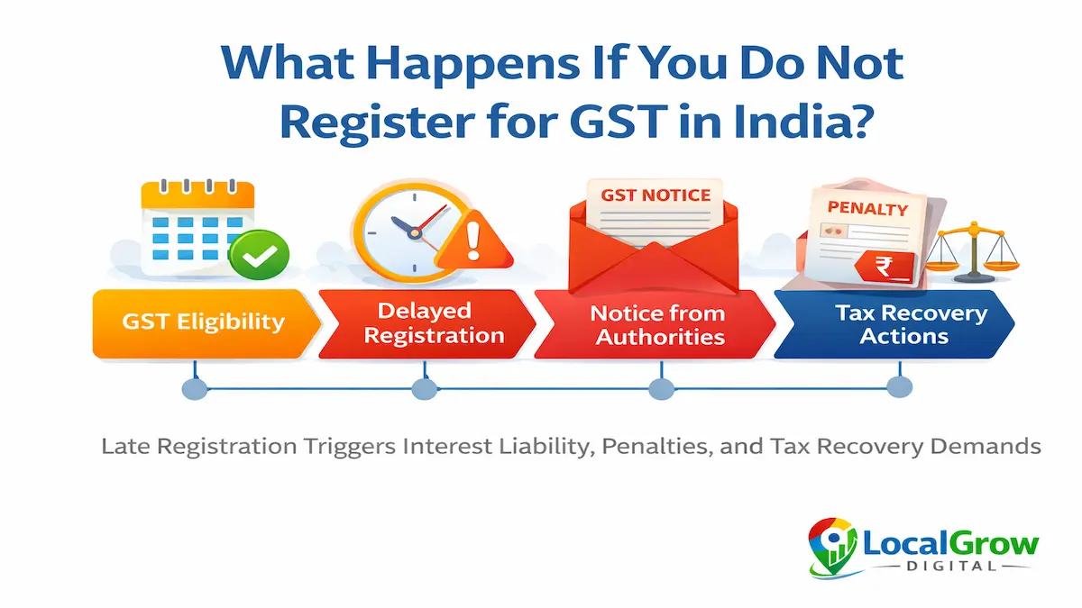 gst penalty risk flow from detection to recovery proceedings infographic
