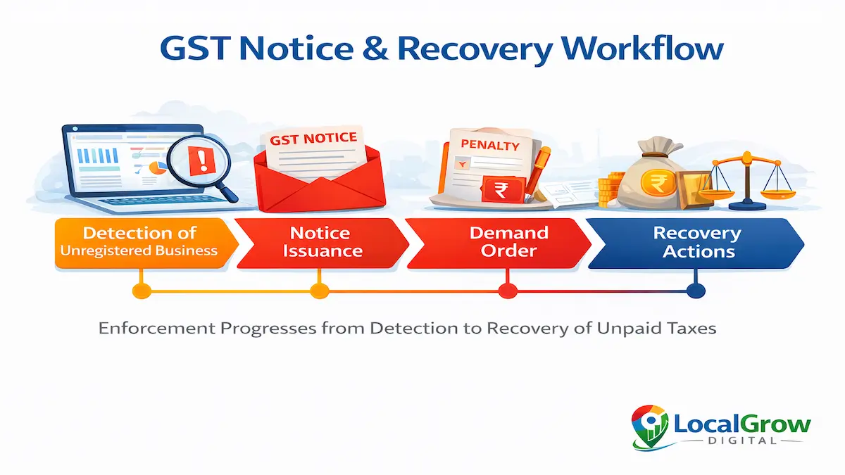 gst notice and recovery workflow unregistered business india