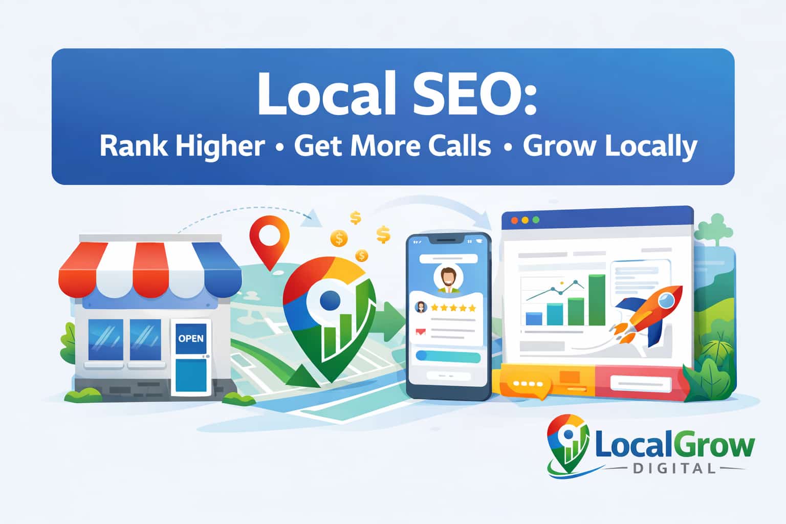 Local SEO for businesses showing how companies rank higher on Google Maps and generate local leads