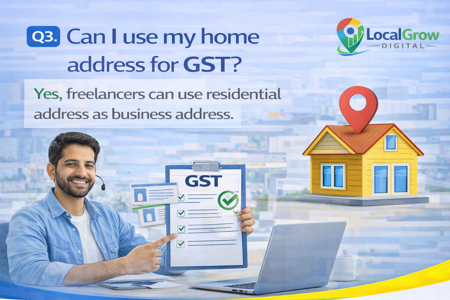 Can freelancers use home address for GST registration in India