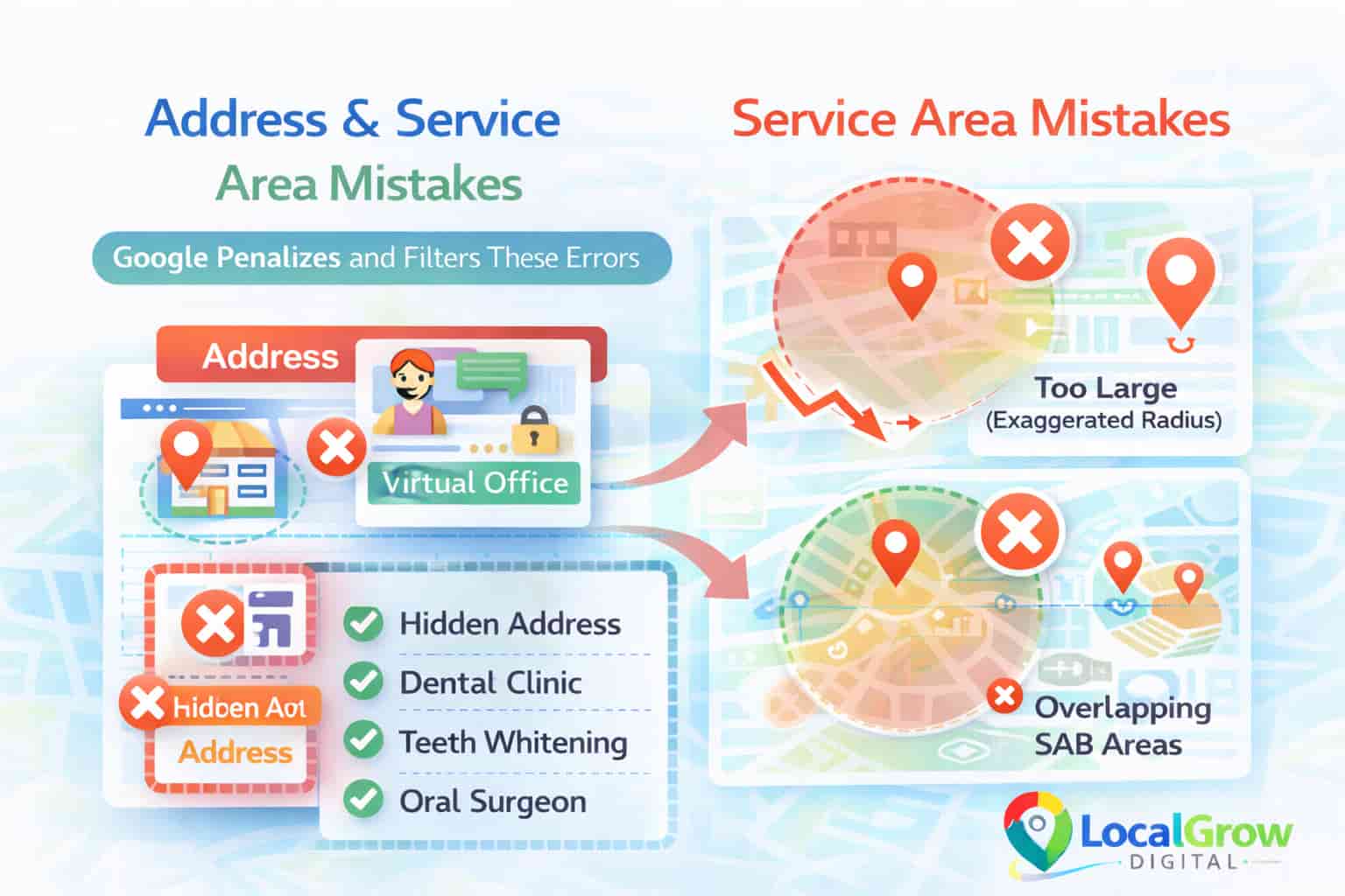 Address and service area business errors affecting Google Maps rankings