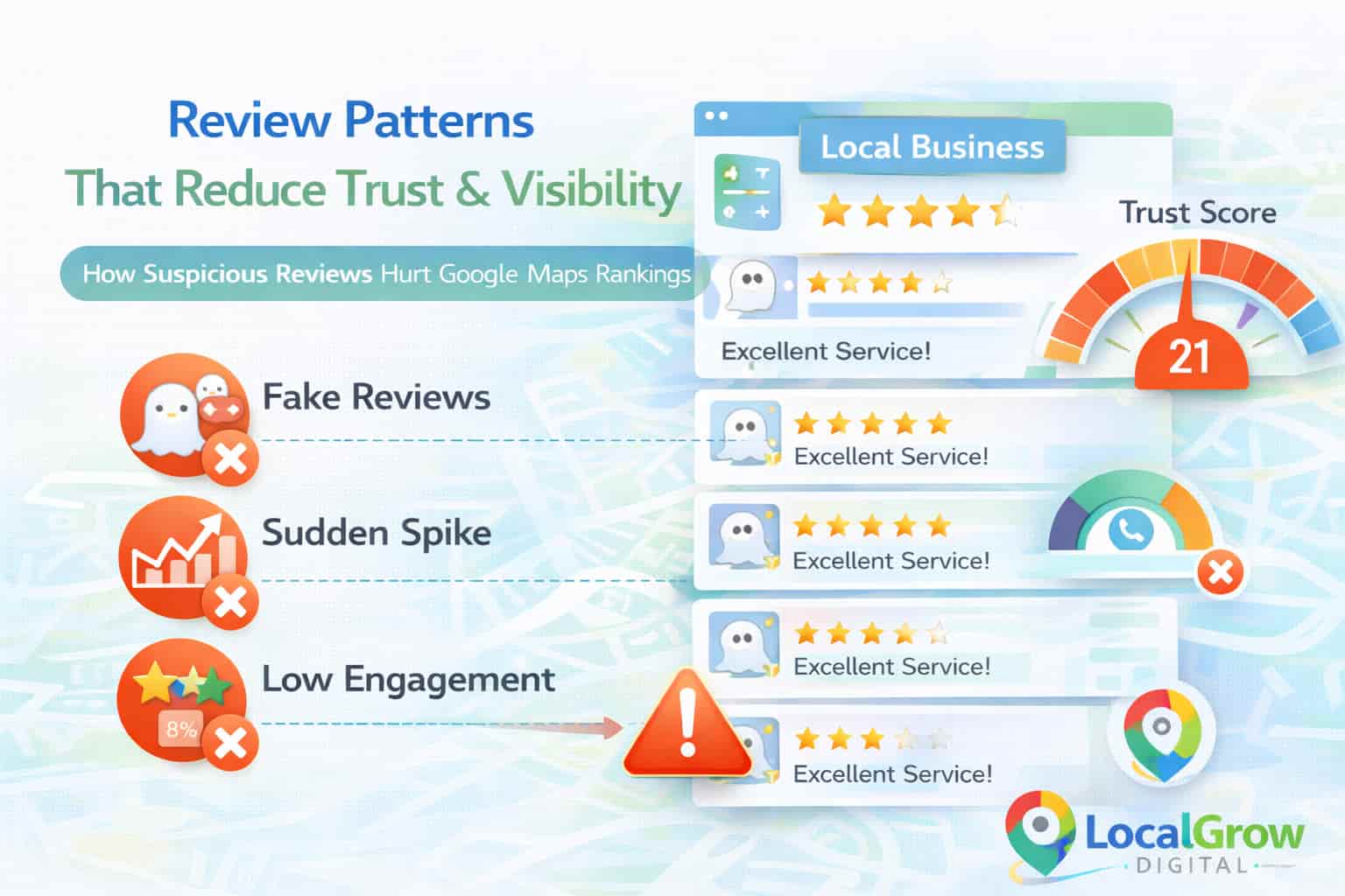 Google Maps review patterns impacting local ranking performance