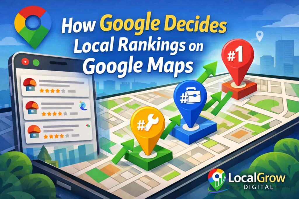 Local SEO for businesses showing how Google decides local rankings on Google Maps