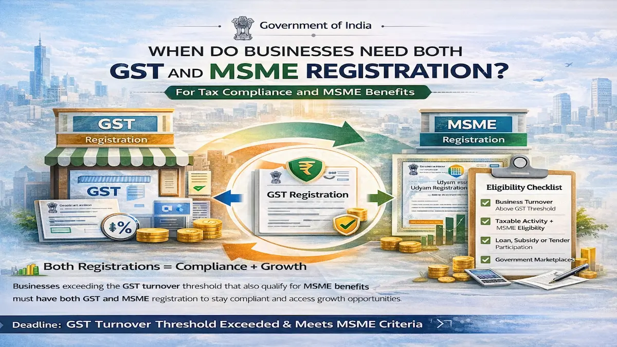msme registration without gst eligibility in India showing freelancers startups and small businesses applying for udyam registration without gst requirement